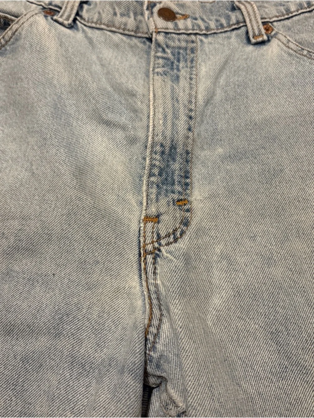 Vtg Levi’s Orange Tab Jorts Made USA Blank Brown Leather Patch 36” Factory 515
